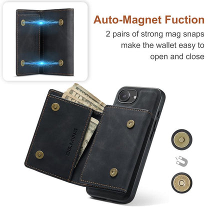 For iPhone 16e DG.MING M1 Series 3-Fold Multi Card Wallet Leather Phone Case(Black) - iPhone 16e Cases by DG.MING | Online Shopping UK | buy2fix