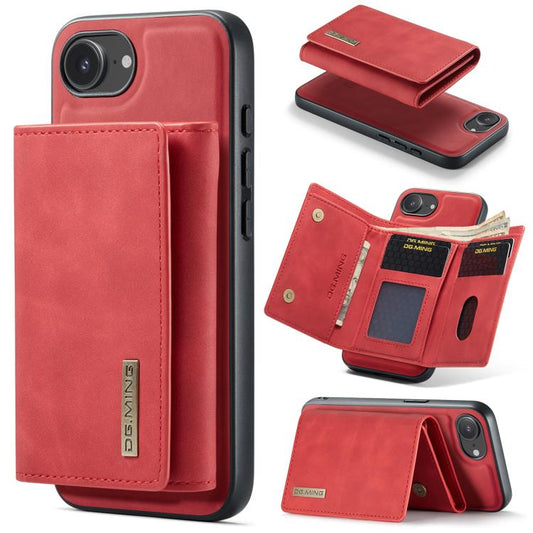 For iPhone 16e DG.MING M1 Series 3-Fold Multi Card Wallet Leather Phone Case(Red) - iPhone 16e Cases by DG.MING | Online Shopping UK | buy2fix