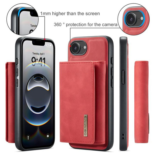 For iPhone 16e DG.MING M1 Series 3-Fold Multi Card Wallet Leather Phone Case(Red) - iPhone 16e Cases by DG.MING | Online Shopping UK | buy2fix