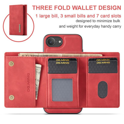 For iPhone 16e DG.MING M1 Series 3-Fold Multi Card Wallet Leather Phone Case(Red) - iPhone 16e Cases by DG.MING | Online Shopping UK | buy2fix