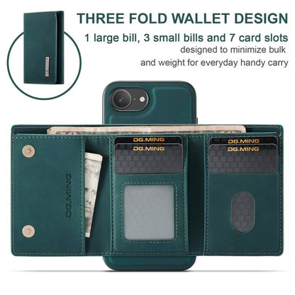 For iPhone 16e DG.MING M1 Series 3-Fold Multi Card Wallet Leather Phone Case(Green) - iPhone 16e Cases by DG.MING | Online Shopping UK | buy2fix