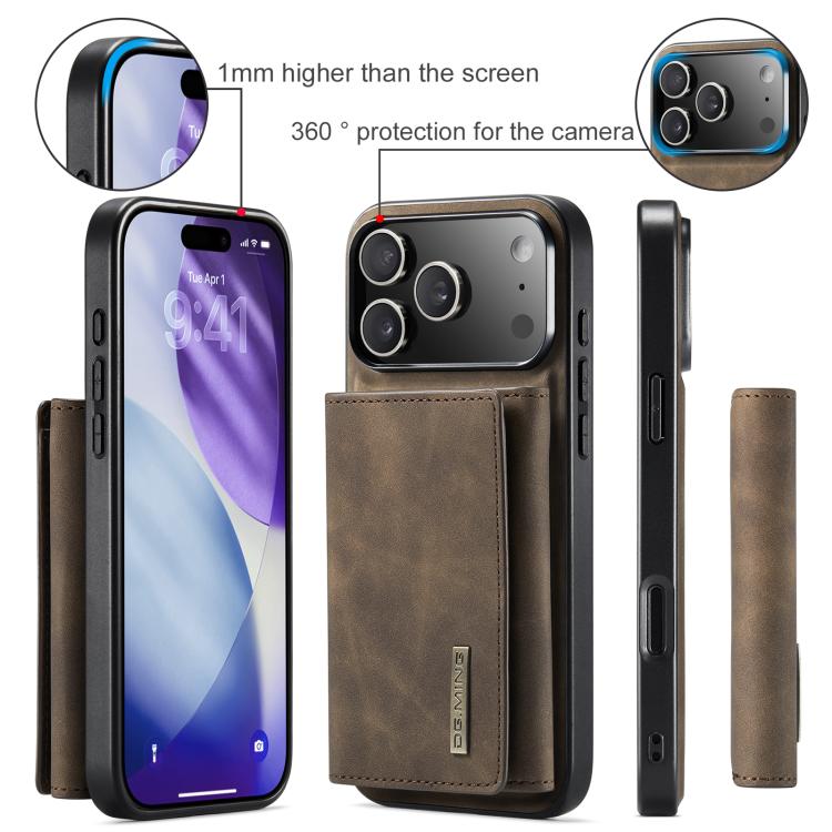 For iPhone 17 Pro Max DG.MING M1 Series 3-Fold Multi Card Wallet Leather Phone Case(Coffee) - iPhone 17 Pro Max Cases by DG.MING | Online Shopping UK | buy2fix