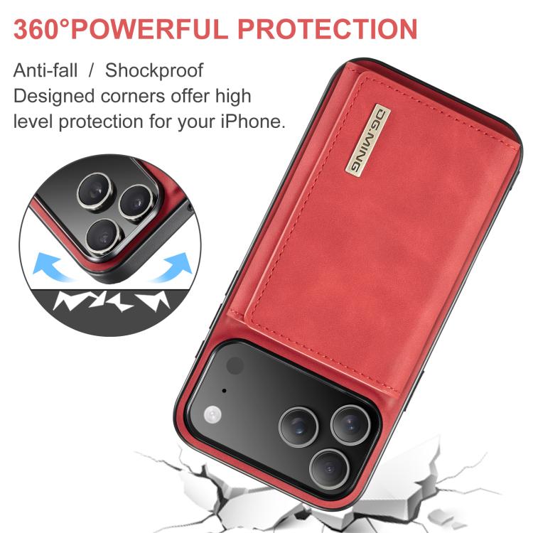 For iPhone 17 Pro Max DG.MING M1 Series 3-Fold Multi Card Wallet Leather Phone Case(Red) - iPhone 17 Pro Max Cases by DG.MING | Online Shopping UK | buy2fix