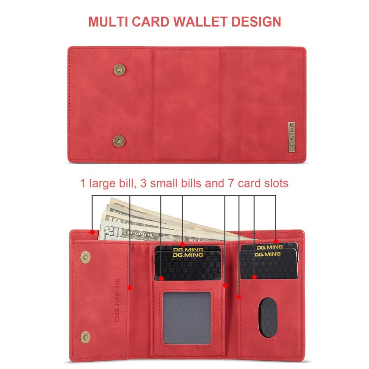 For iPhone 17 Pro Max DG.MING M1 Series 3-Fold Multi Card Wallet Leather Phone Case(Red) - iPhone 17 Pro Max Cases by DG.MING | Online Shopping UK | buy2fix