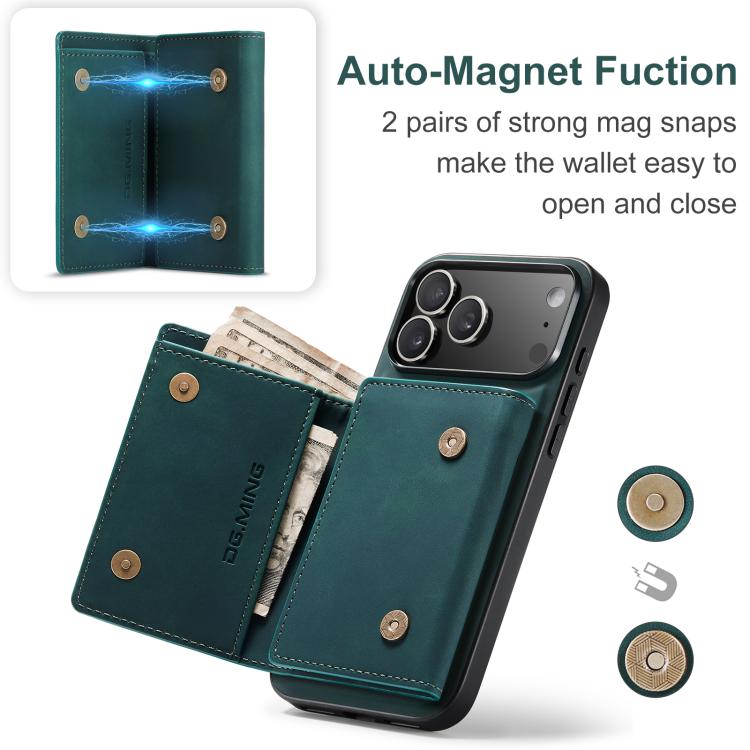 For iPhone 17 Pro Max DG.MING M1 Series 3-Fold Multi Card Wallet Leather Phone Case(Green) - iPhone 17 Pro Max Cases by DG.MING | Online Shopping UK | buy2fix