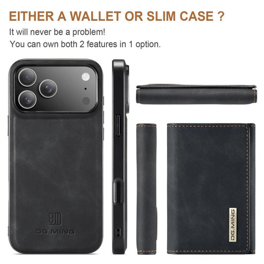 For iPhone 17 Pro DG.MING M1 Series 3-Fold Multi Card Wallet Leather Phone Case(Black) - iPhone 17 Pro Cases by DG.MING | Online Shopping UK | buy2fix