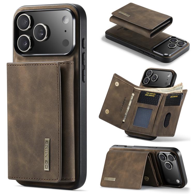 For iPhone 17 Pro DG.MING M1 Series 3-Fold Multi Card Wallet Leather Phone Case(Coffee) - iPhone 17 Pro Cases by DG.MING | Online Shopping UK | buy2fix
