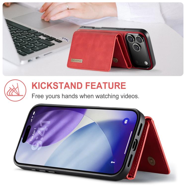 For iPhone 17 Pro DG.MING M1 Series 3-Fold Multi Card Wallet Leather Phone Case(Red) - iPhone 17 Pro Cases by DG.MING | Online Shopping UK | buy2fix