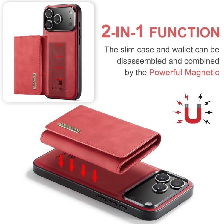 For iPhone 17 Pro DG.MING M1 Series 3-Fold Multi Card Wallet Leather Phone Case(Red) - iPhone 17 Pro Cases by DG.MING | Online Shopping UK | buy2fix