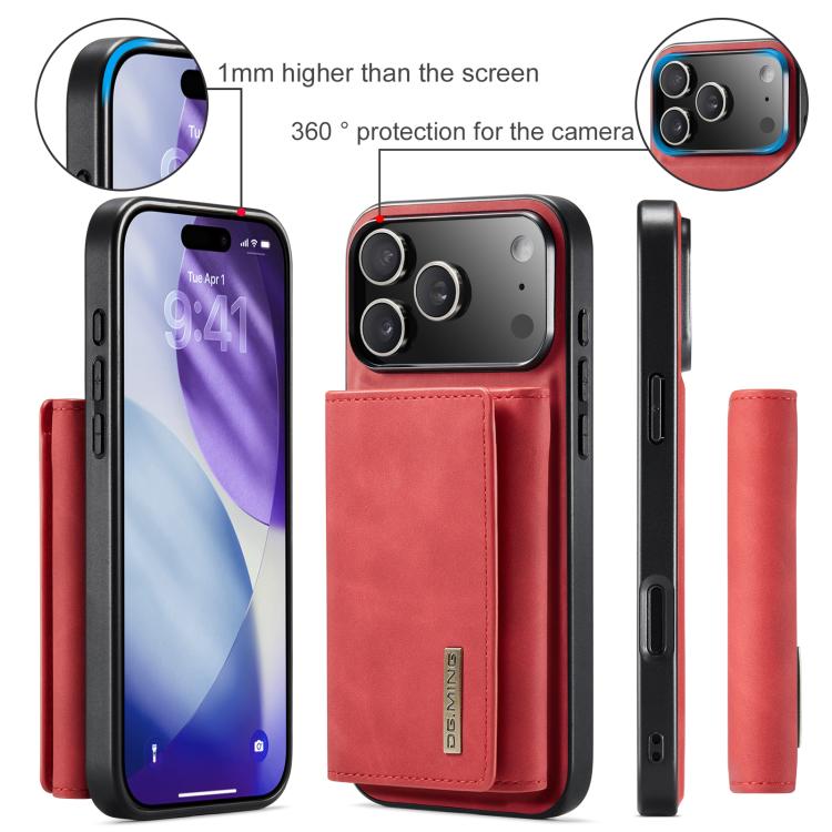 For iPhone 17 Pro DG.MING M1 Series 3-Fold Multi Card Wallet Leather Phone Case(Red) - iPhone 17 Pro Cases by DG.MING | Online Shopping UK | buy2fix