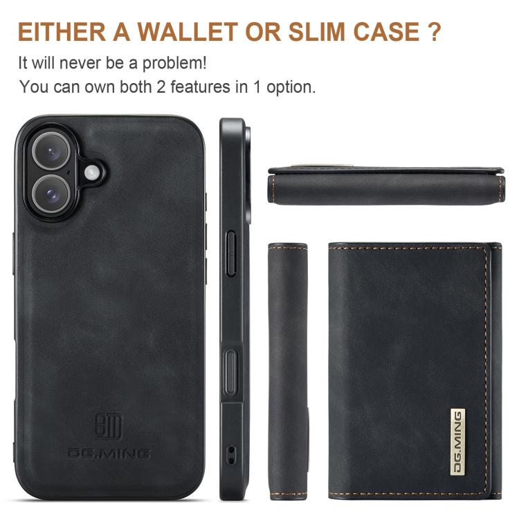 For iPhone 17 DG.MING M1 Series 3-Fold Multi Card Wallet Leather Phone Case(Black) - iPhone 17 Cases by DG.MING | Online Shopping UK | buy2fix