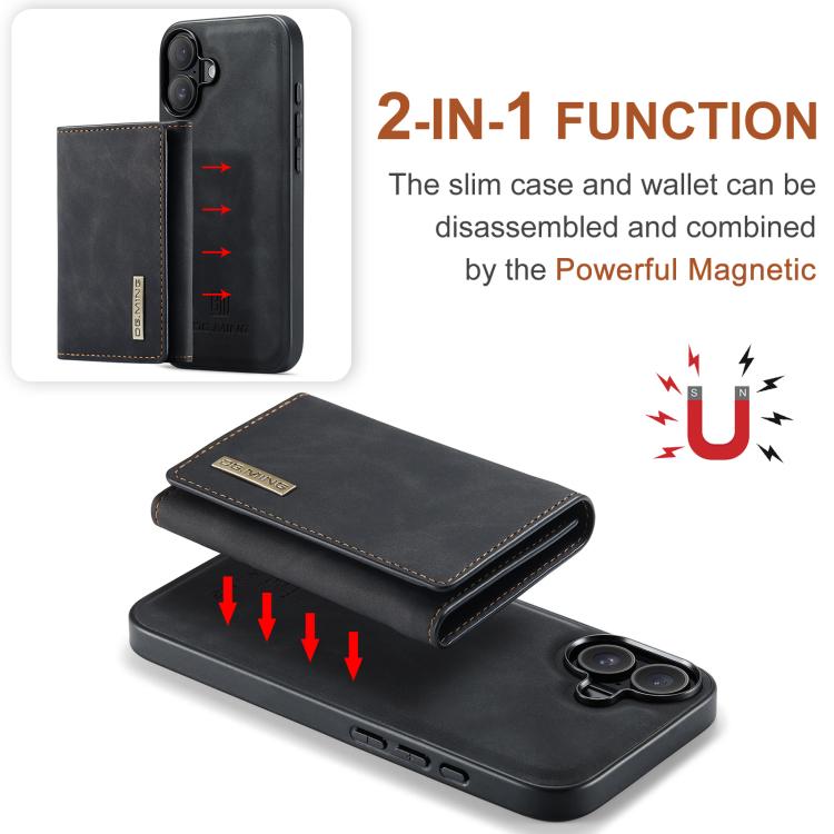 For iPhone 17 DG.MING M1 Series 3-Fold Multi Card Wallet Leather Phone Case(Black) - iPhone 17 Cases by DG.MING | Online Shopping UK | buy2fix