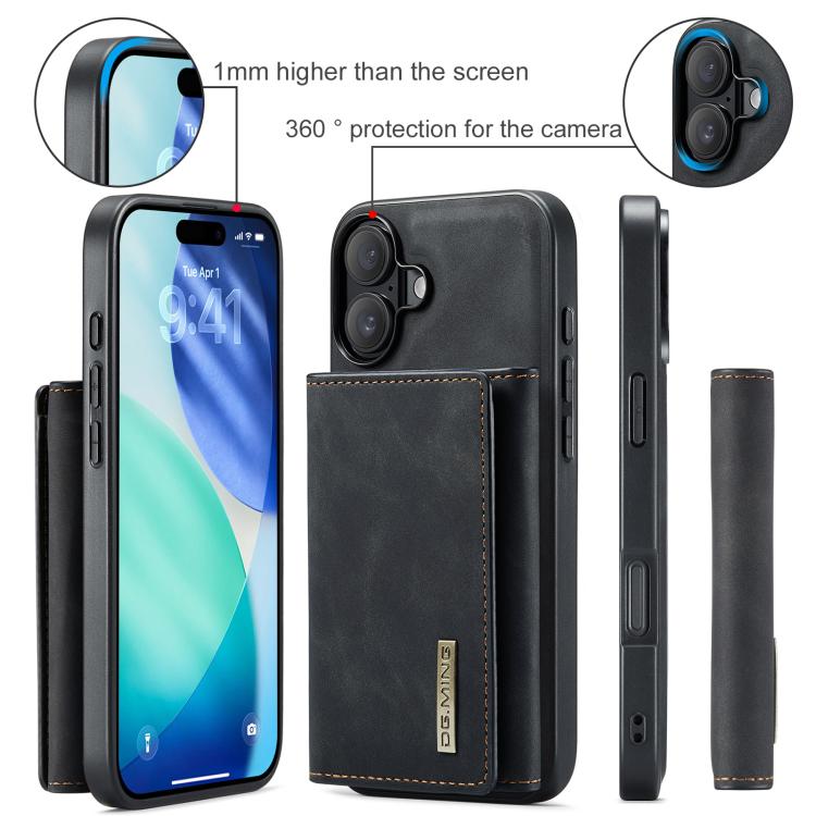 For iPhone 17 DG.MING M1 Series 3-Fold Multi Card Wallet Leather Phone Case(Black) - iPhone 17 Cases by DG.MING | Online Shopping UK | buy2fix