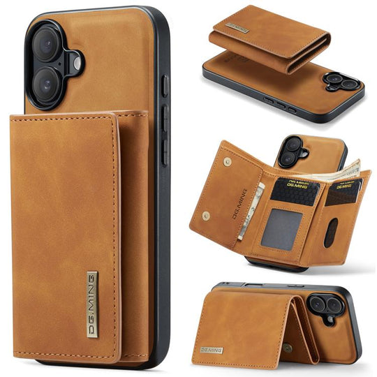 For iPhone 17 DG.MING M1 Series 3-Fold Multi Card Wallet Leather Phone Case(Brown)