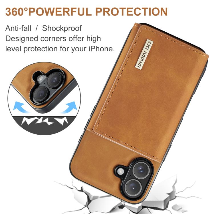 For iPhone 17 DG.MING M1 Series 3-Fold Multi Card Wallet Leather Phone Case(Brown) - iPhone 17 Cases by DG.MING | Online Shopping UK | buy2fix