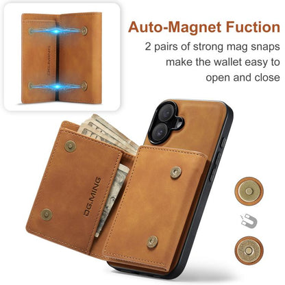 For iPhone 17 DG.MING M1 Series 3-Fold Multi Card Wallet Leather Phone Case(Brown) - iPhone 17 Cases by DG.MING | Online Shopping UK | buy2fix