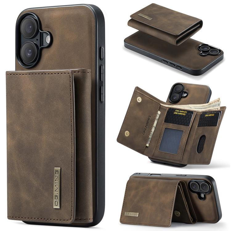 For iPhone 17 DG.MING M1 Series 3-Fold Multi Card Wallet Leather Phone Case(Coffee) - iPhone 17 Cases by DG.MING | Online Shopping UK | buy2fix