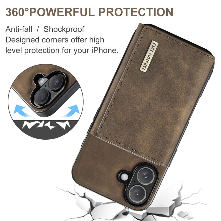 For iPhone 17 DG.MING M1 Series 3-Fold Multi Card Wallet Leather Phone Case(Coffee) - iPhone 17 Cases by DG.MING | Online Shopping UK | buy2fix