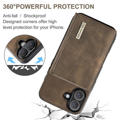 For iPhone 17 DG.MING M1 Series 3-Fold Multi Card Wallet Leather Phone Case(Coffee) - iPhone 17 Cases by DG.MING | Online Shopping UK | buy2fix