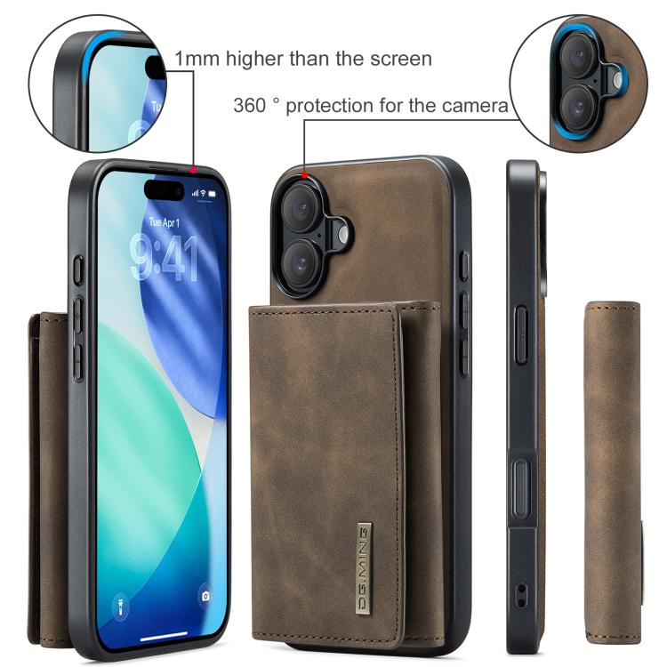 For iPhone 17 DG.MING M1 Series 3-Fold Multi Card Wallet Leather Phone Case(Coffee) - iPhone 17 Cases by DG.MING | Online Shopping UK | buy2fix
