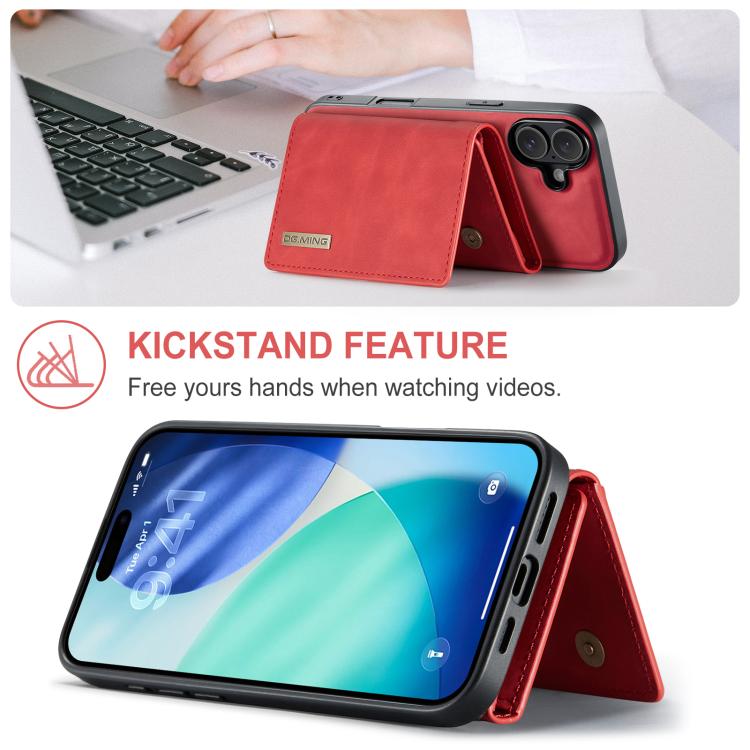 For iPhone 17 DG.MING M1 Series 3-Fold Multi Card Wallet Leather Phone Case(Red) - iPhone 17 Cases by DG.MING | Online Shopping UK | buy2fix