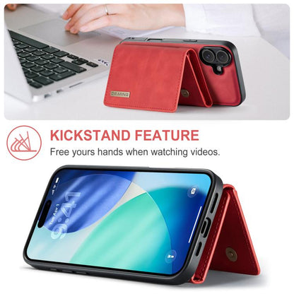 For iPhone 17 DG.MING M1 Series 3-Fold Multi Card Wallet Leather Phone Case(Red) - iPhone 17 Cases by DG.MING | Online Shopping UK | buy2fix
