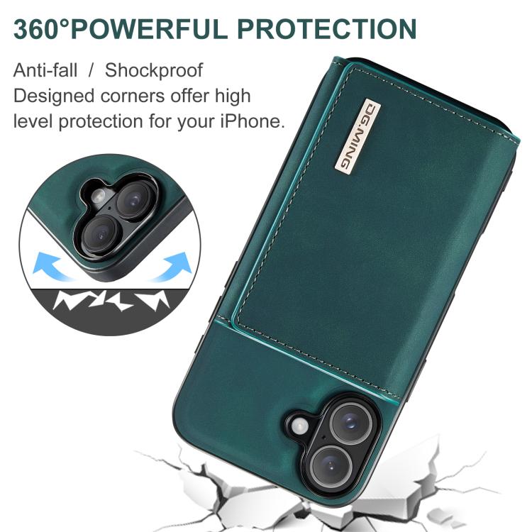 For iPhone 17 DG.MING M1 Series 3-Fold Multi Card Wallet Leather Phone Case(Green) - iPhone 17 Cases by DG.MING | Online Shopping UK | buy2fix