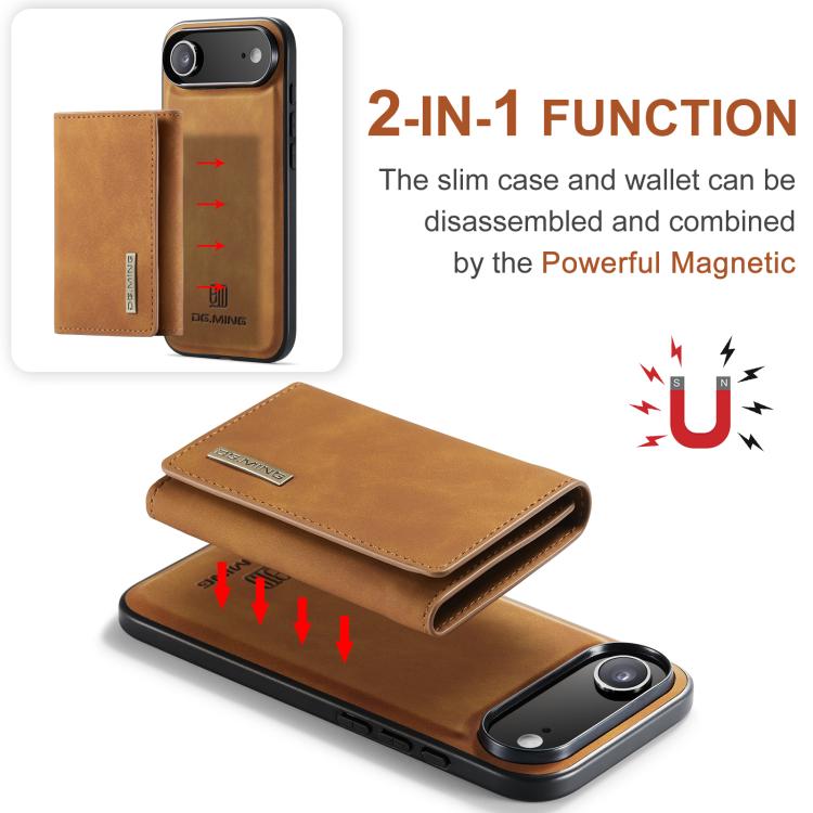 For iPhone Air DG.MING M1 Series 3-Fold Multi Card Wallet Leather Phone Case(Brown) - iPhone Air Cases by DG.MING | Online Shopping UK | buy2fix