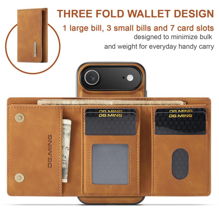 For iPhone Air DG.MING M1 Series 3-Fold Multi Card Wallet Leather Phone Case(Brown) - iPhone Air Cases by DG.MING | Online Shopping UK | buy2fix