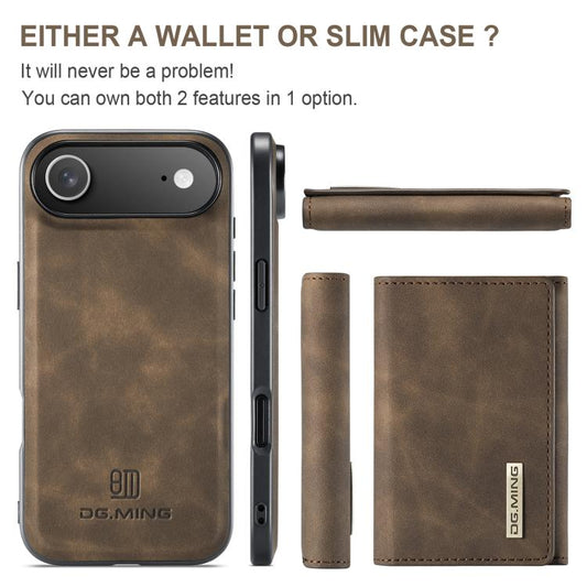 For iPhone 17 Air DG.MING M1 Series 3-Fold Multi Card Wallet Leather Phone Case(Coffee) - iPhone 17 Air Cases by DG.MING | Online Shopping UK | buy2fix