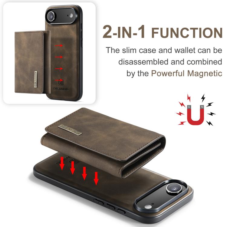 For iPhone 17 Air DG.MING M1 Series 3-Fold Multi Card Wallet Leather Phone Case(Coffee) - iPhone 17 Air Cases by DG.MING | Online Shopping UK | buy2fix