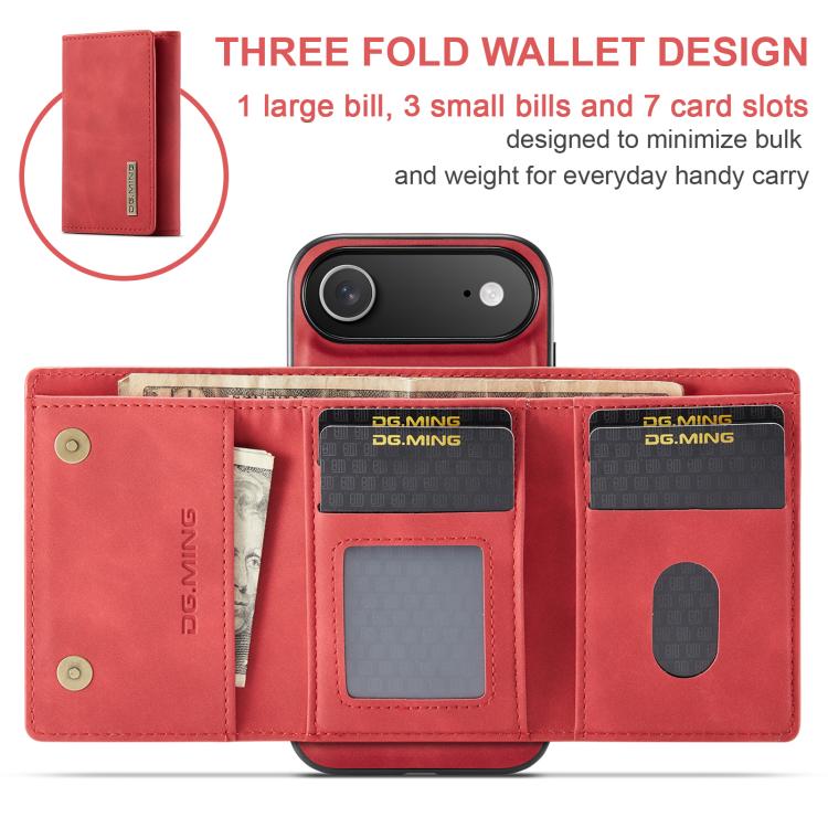 For iPhone Air DG.MING M1 Series 3-Fold Multi Card Wallet Leather Phone Case(Red) - iPhone Air Cases by DG.MING | Online Shopping UK | buy2fix