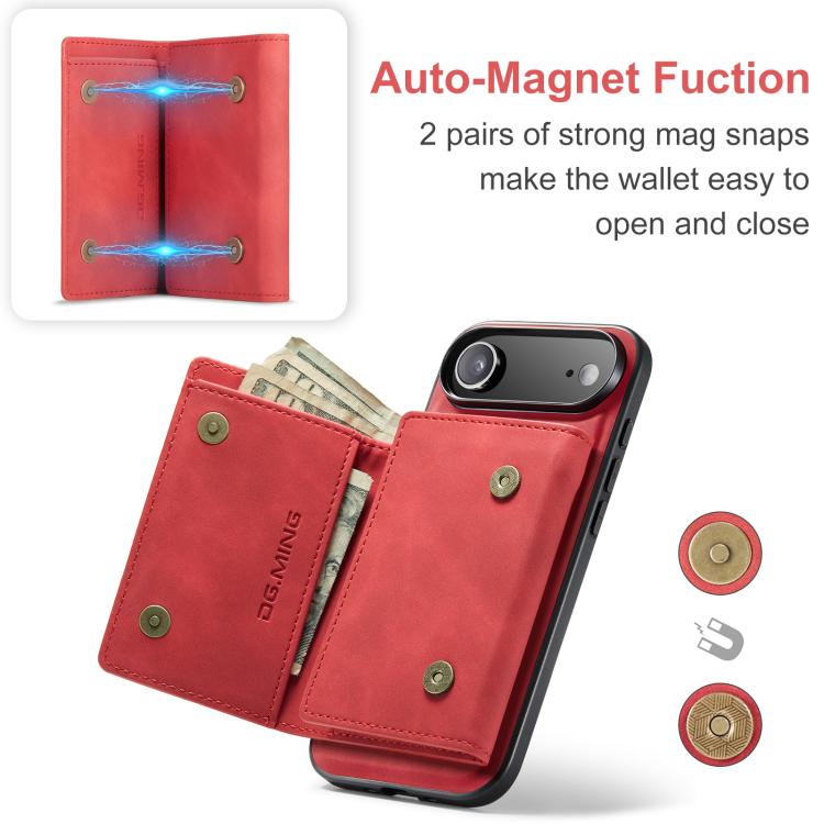 For iPhone Air DG.MING M1 Series 3-Fold Multi Card Wallet Leather Phone Case(Red) - iPhone Air Cases by DG.MING | Online Shopping UK | buy2fix