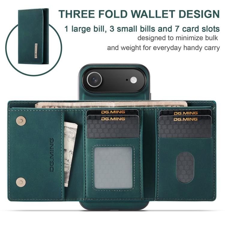 For iPhone Air DG.MING M1 Series 3-Fold Multi Card Wallet Leather Phone Case(Green) - iPhone Air Cases by DG.MING | Online Shopping UK | buy2fix