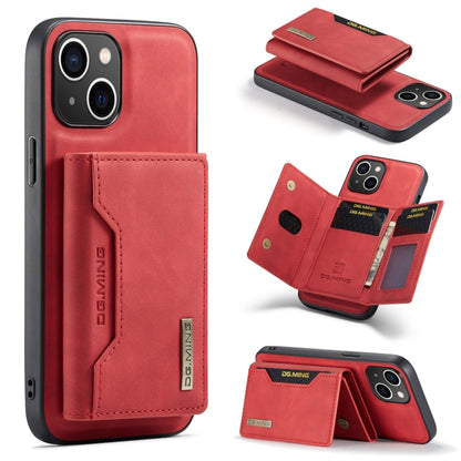 For iPhone 15 DG.MING M2 Series 3-Fold Card Bag Wallet Leather Phone Case(Red) - iPhone 15 Cases by DG.MING | Online Shopping UK | buy2fix