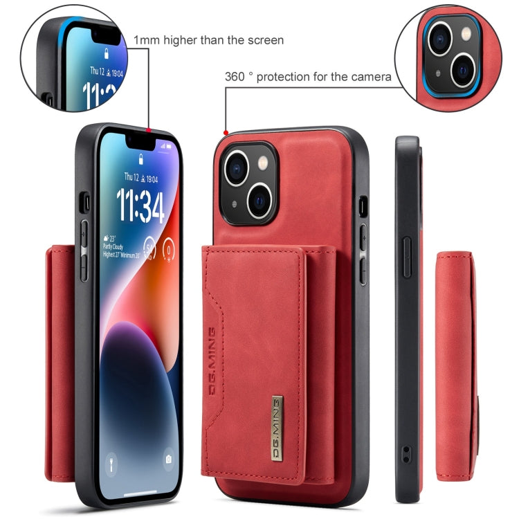 For iPhone 15 DG.MING M2 Series 3-Fold Card Bag Wallet Leather Phone Case(Red) - iPhone 15 Cases by DG.MING | Online Shopping UK | buy2fix