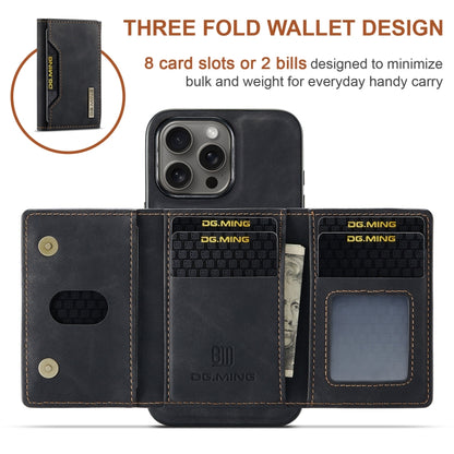 For iPhone 16 Pro Max DG.MING M2 Series 3-Fold Card Bag Wallet Leather Phone Case(Black) - iPhone 16 Pro Max Cases by DG.MING | Online Shopping UK | buy2fix