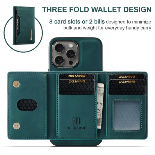 For iPhone 16 Pro Max DG.MING M2 Series 3-Fold Card Bag Wallet Leather Phone Case(Green) by DG.MING