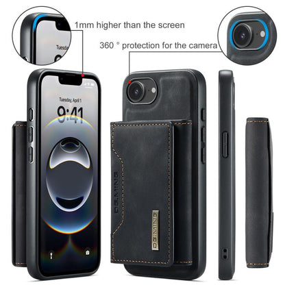 For iPhone 16e DG.MING M2 Series 3-Fold Card Bag Wallet Leather Phone Case(Black) - iPhone 16e Cases by DG.MING | Online Shopping UK | buy2fix