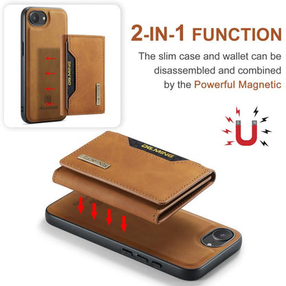 For iPhone 16e DG.MING M2 Series 3-Fold Card Bag Wallet Leather Phone Case(Brown) - iPhone 16e Cases by DG.MING | Online Shopping UK | buy2fix