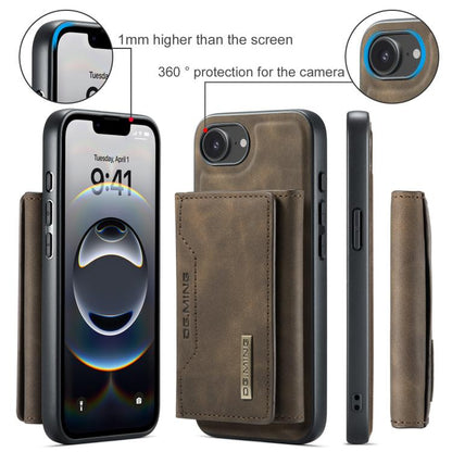 For iPhone 16e DG.MING M2 Series 3-Fold Card Bag Wallet Leather Phone Case(Coffee) - iPhone 16e Cases by DG.MING | Online Shopping UK | buy2fix