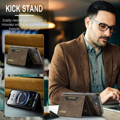 For iPhone 16e DG.MING M2 Series 3-Fold Card Bag Wallet Leather Phone Case(Coffee) - iPhone 16e Cases by DG.MING | Online Shopping UK | buy2fix