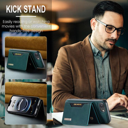 For iPhone 16e DG.MING M2 Series 3-Fold Card Bag Wallet Leather Phone Case(Green) - iPhone 16e Cases by DG.MING | Online Shopping UK | buy2fix