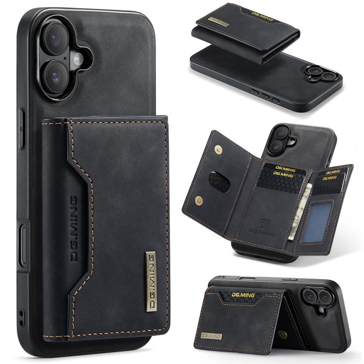 For iPhone 17 DG.MING M2 Series 3-Fold Card Bag Wallet Leather Phone Case(Black) - iPhone 17 Cases by DG.MING | Online Shopping UK | buy2fix