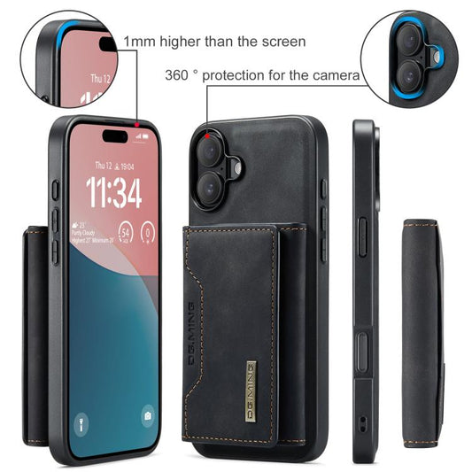 For iPhone 17 DG.MING M2 Series 3-Fold Card Bag Wallet Leather Phone Case(Black) - iPhone 17 Cases by DG.MING | Online Shopping UK | buy2fix
