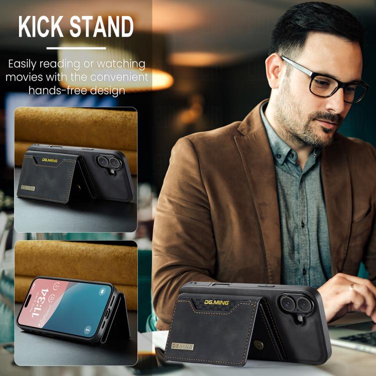 For iPhone 17 DG.MING M2 Series 3-Fold Card Bag Wallet Leather Phone Case(Black) - iPhone 17 Cases by DG.MING | Online Shopping UK | buy2fix