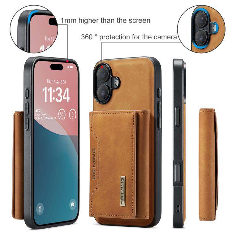 For iPhone 17 DG.MING M2 Series 3-Fold Card Bag Wallet Leather Phone Case(Brown) - iPhone 17 Cases by DG.MING | Online Shopping UK | buy2fix