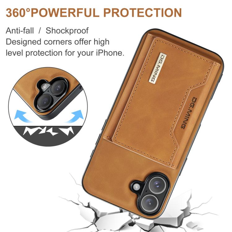For iPhone 17 DG.MING M2 Series 3-Fold Card Bag Wallet Leather Phone Case(Brown) - iPhone 17 Cases by DG.MING | Online Shopping UK | buy2fix