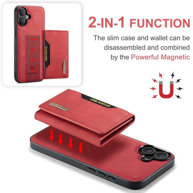 For iPhone 17 DG.MING M2 Series 3-Fold Card Bag Wallet Leather Phone Case(Red) - iPhone 17 Cases by DG.MING | Online Shopping UK | buy2fix