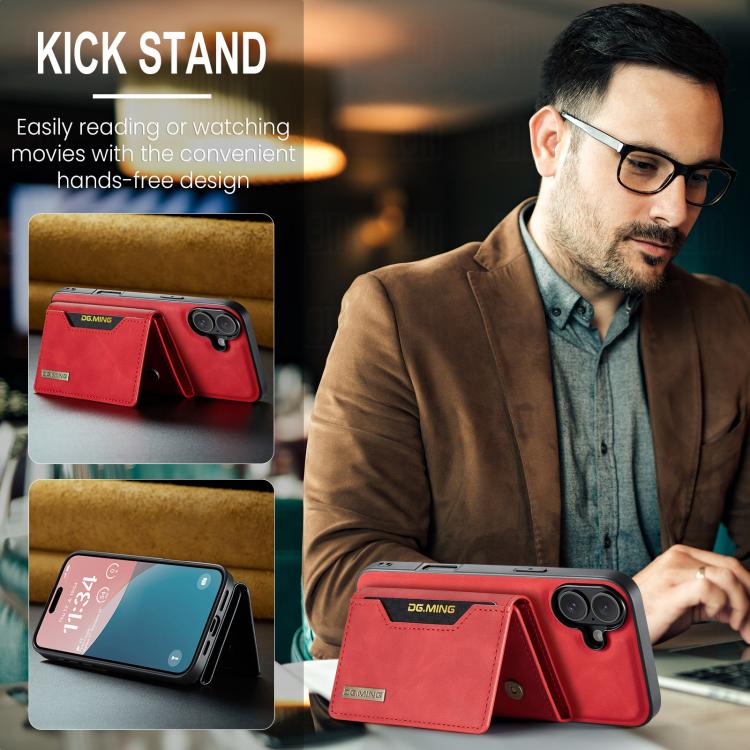 For iPhone 17 DG.MING M2 Series 3-Fold Card Bag Wallet Leather Phone Case(Red) - iPhone 17 Cases by DG.MING | Online Shopping UK | buy2fix